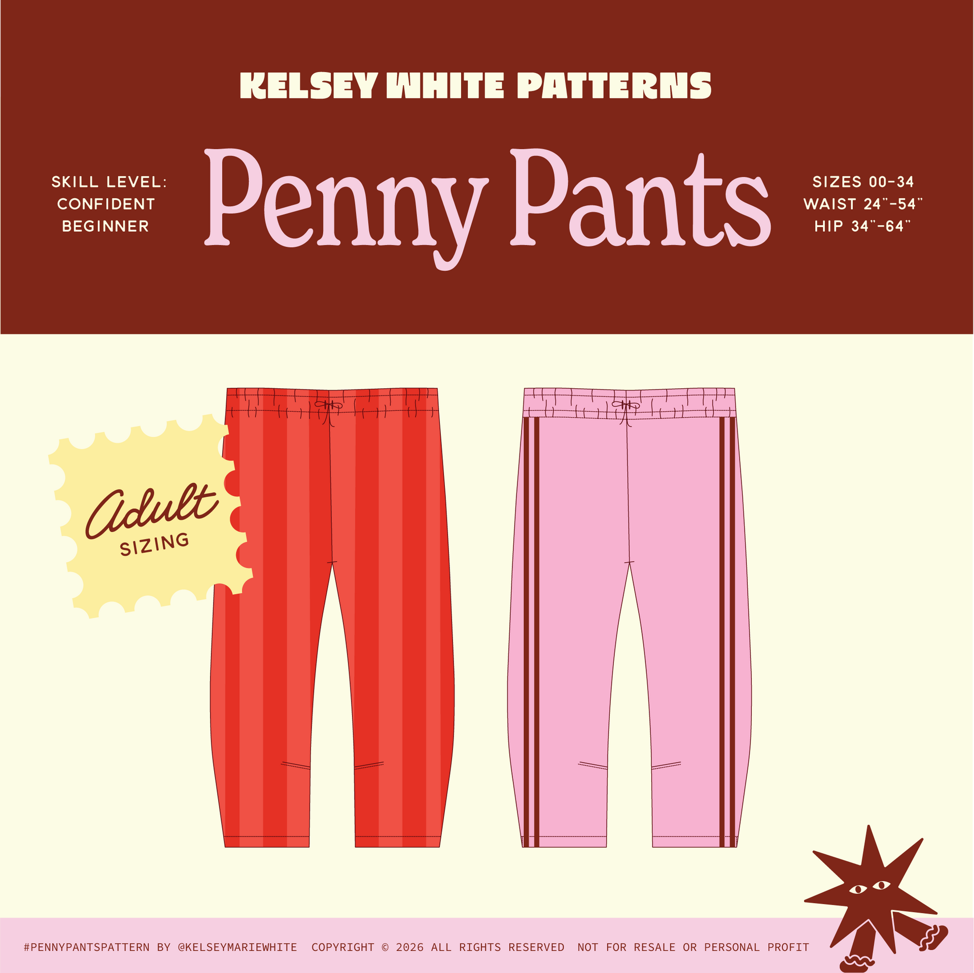 Penny Pants Pattern - Adult Sizing – KELSEY WHITE PATTERNS