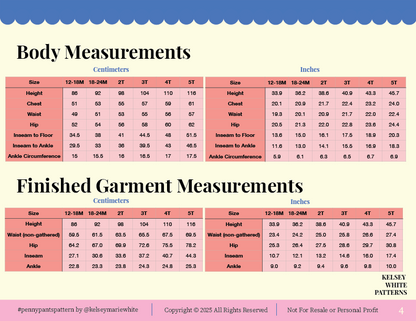 Penny Pants Pattern - Toddler Sizing
