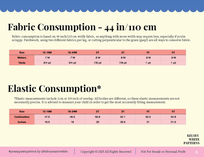 Penny Pants Pattern - Toddler Sizing